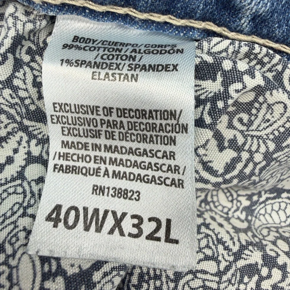 Cody James Jeans Mens 40x32 Blue Light Wash Straight Leg Stretch Western Denim